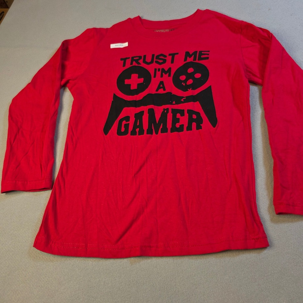 Brooklyn Vertical Boys Red Trust Me Im A Gamer Long Sleeve Graphic T-Shirt 10/12
